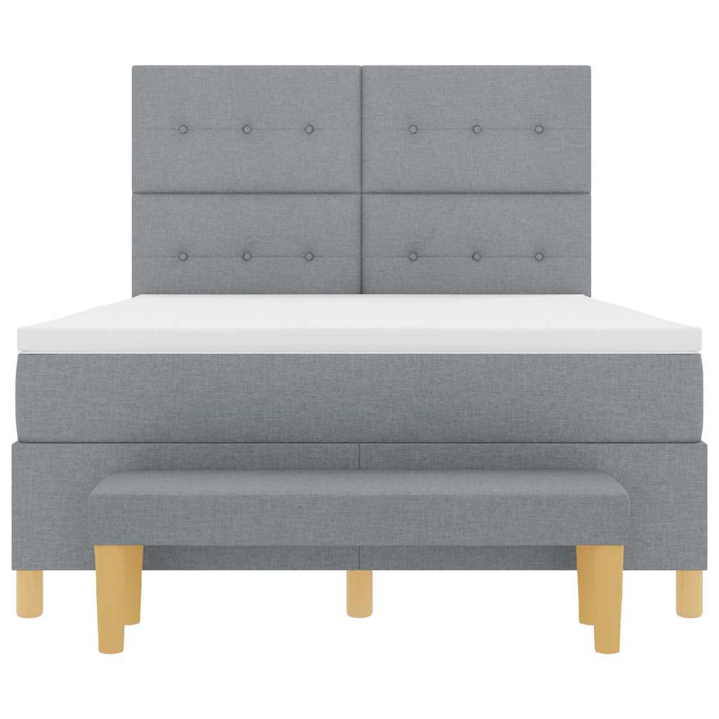 Lit à ressorts avec tête de lit Gris clair 190 x 140 cm tissu