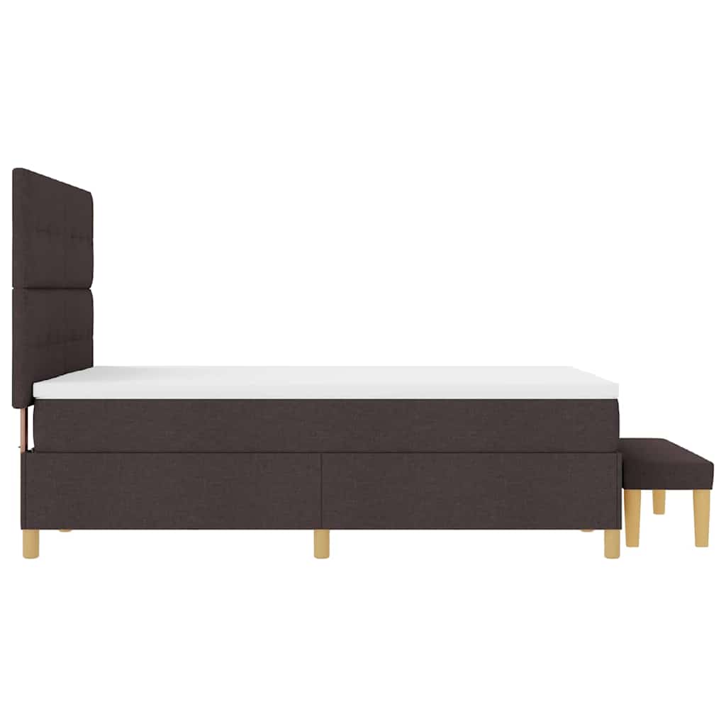 Lit à ressorts avec tête de lit Marron foncé 190 x 140 cm tissu