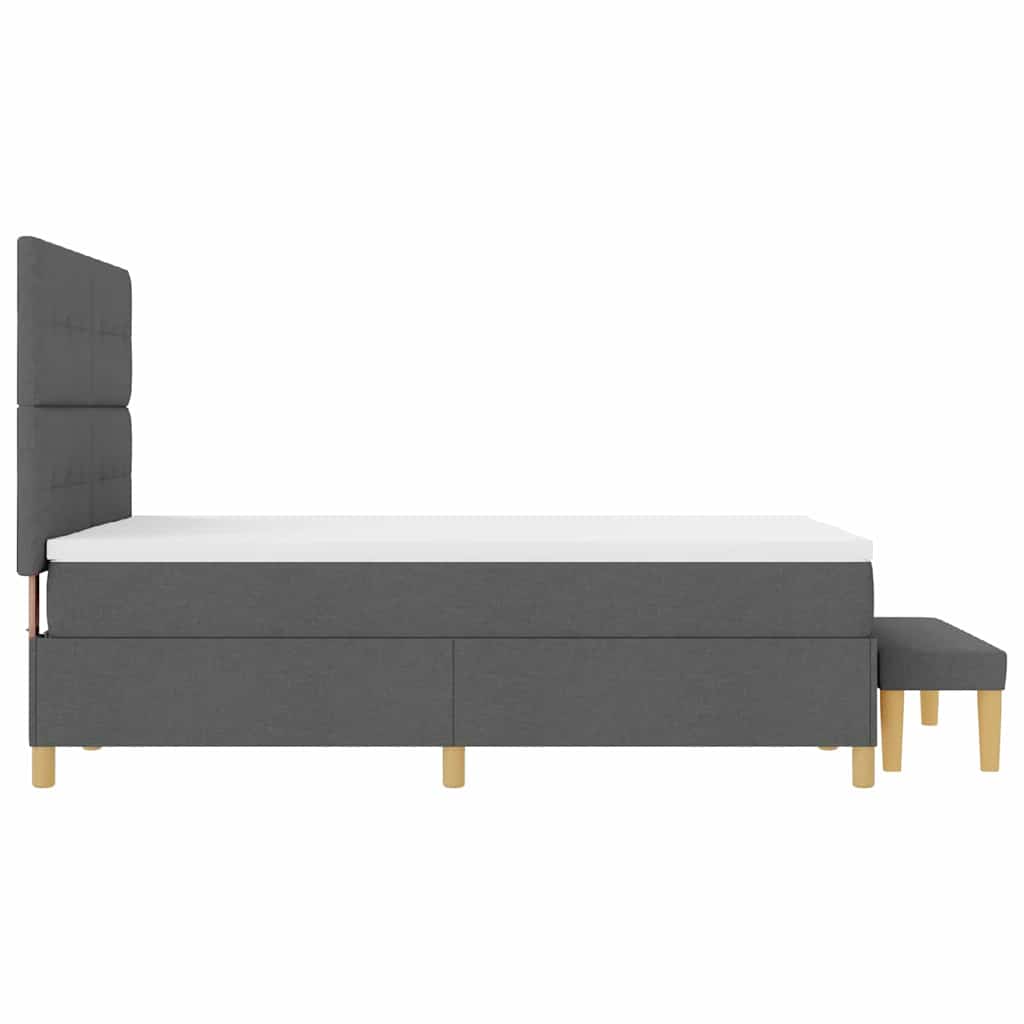 Lit à ressorts avec coussin Gris foncé 200 x 140 cm tissu