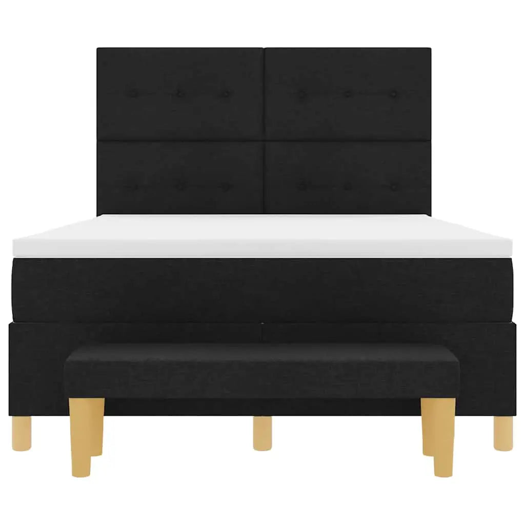 Lit à ressorts avec tête de lit Noir 200 x 140 cm tissu - XIOS