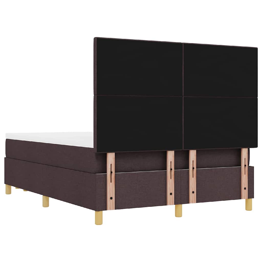 Lit à ressorts avec coussin Marron foncé 200 x 140 cm tissu