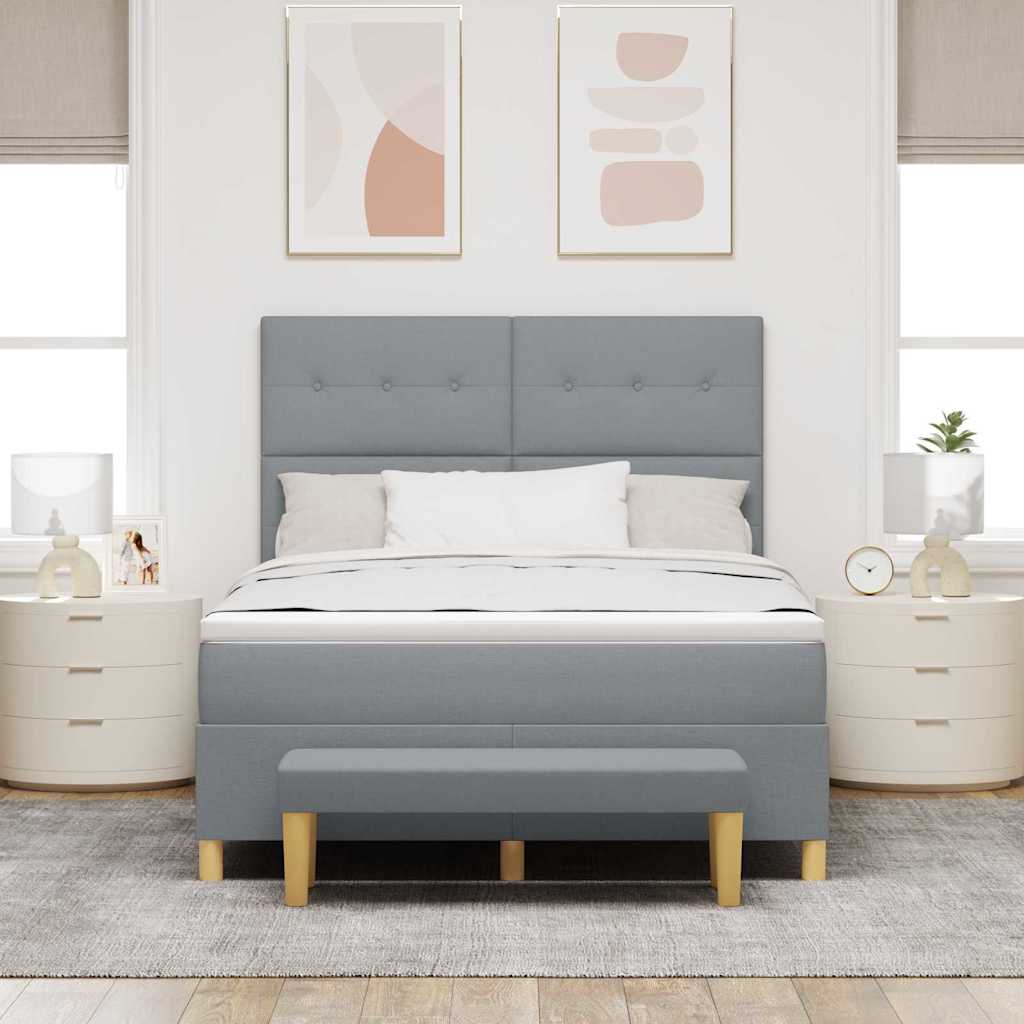 Lit à ressorts avec tête de lit Gris clair 200 x 160 cm tissu