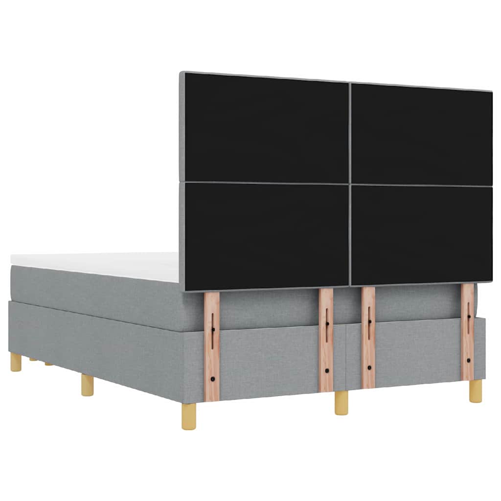 Lit à ressorts avec tête de lit Gris clair 200 x 160 cm tissu