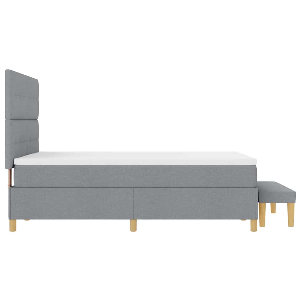 Lit à ressorts avec tête de lit Gris clair 200 x 160 cm tissu