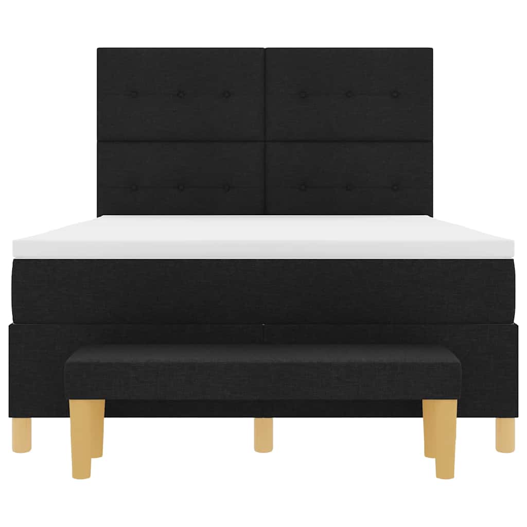 Lit à ressorts avec tête de lit Noir 200 x 160 cm tissu