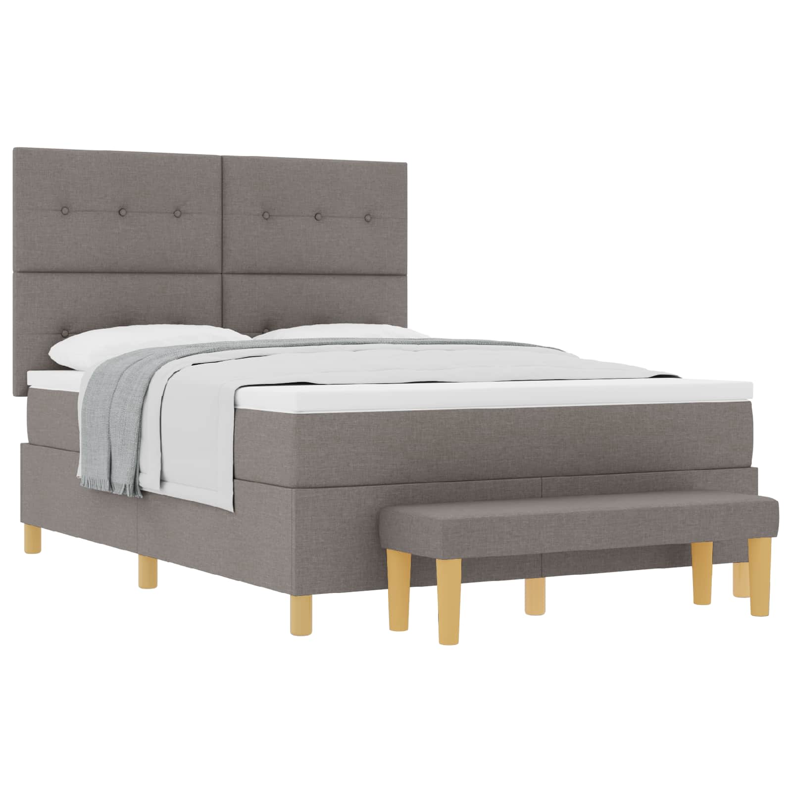 Lit à ressorts avec matelas Taupe 160 x 200 cm tissu - XIOS