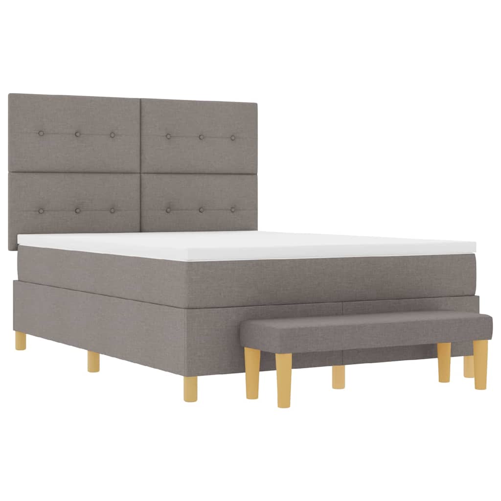 Lit à ressorts avec matelas Taupe 160 x 200 cm tissu - XIOS