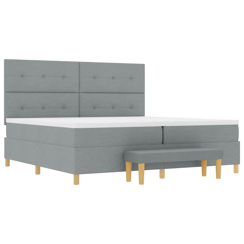 Lit à ressorts avec matelas Gris clair 200 x 200 cm tissu - XIOS