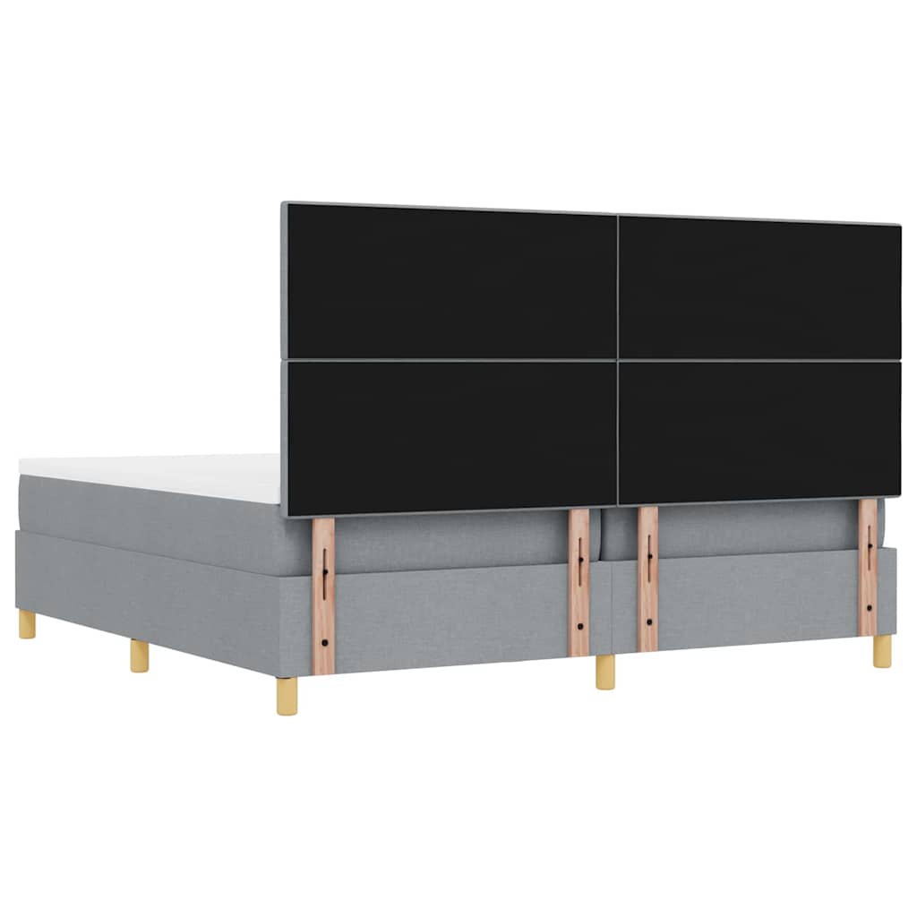Lit à ressorts avec matelas Gris clair 200 x 200 cm tissu - XIOS