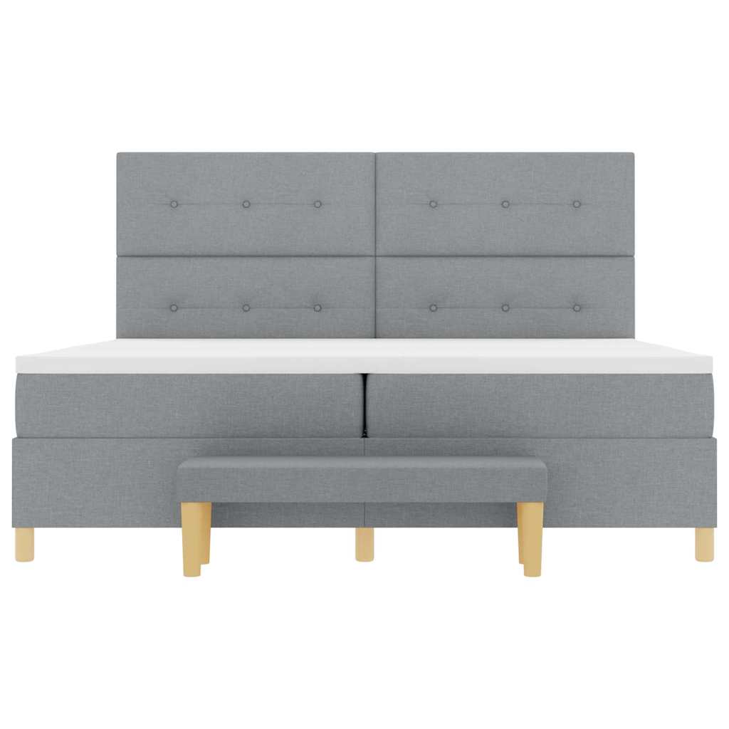 Lit à ressorts avec matelas Gris clair 200 x 200 cm tissu - XIOS