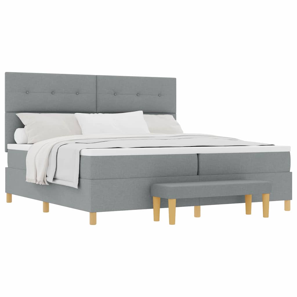 Lit à ressorts avec matelas Gris clair 200 x 200 cm tissu - XIOS