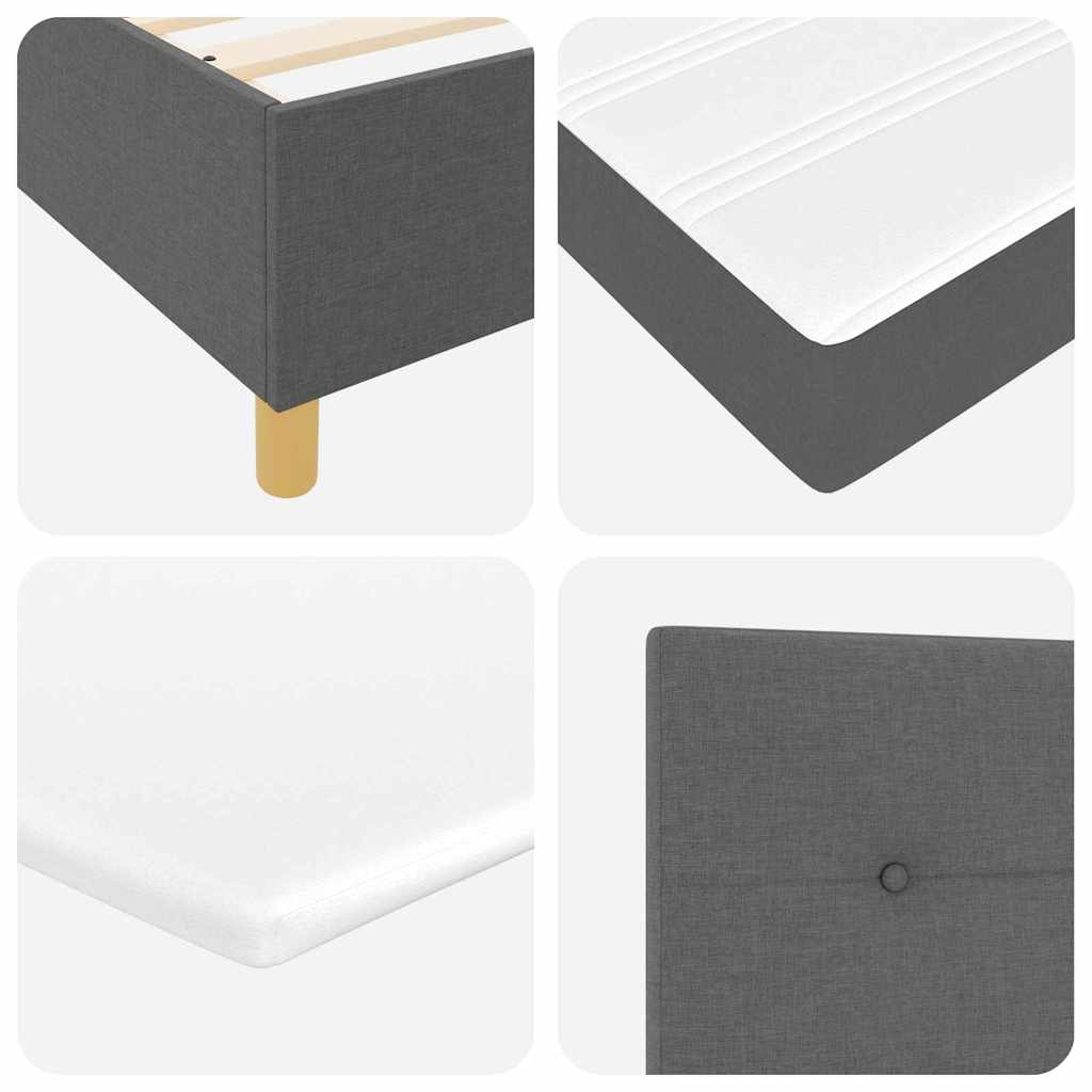 Lit à ressorts avec matelas Gris foncé 200 x 200 cm tissu - XIOS