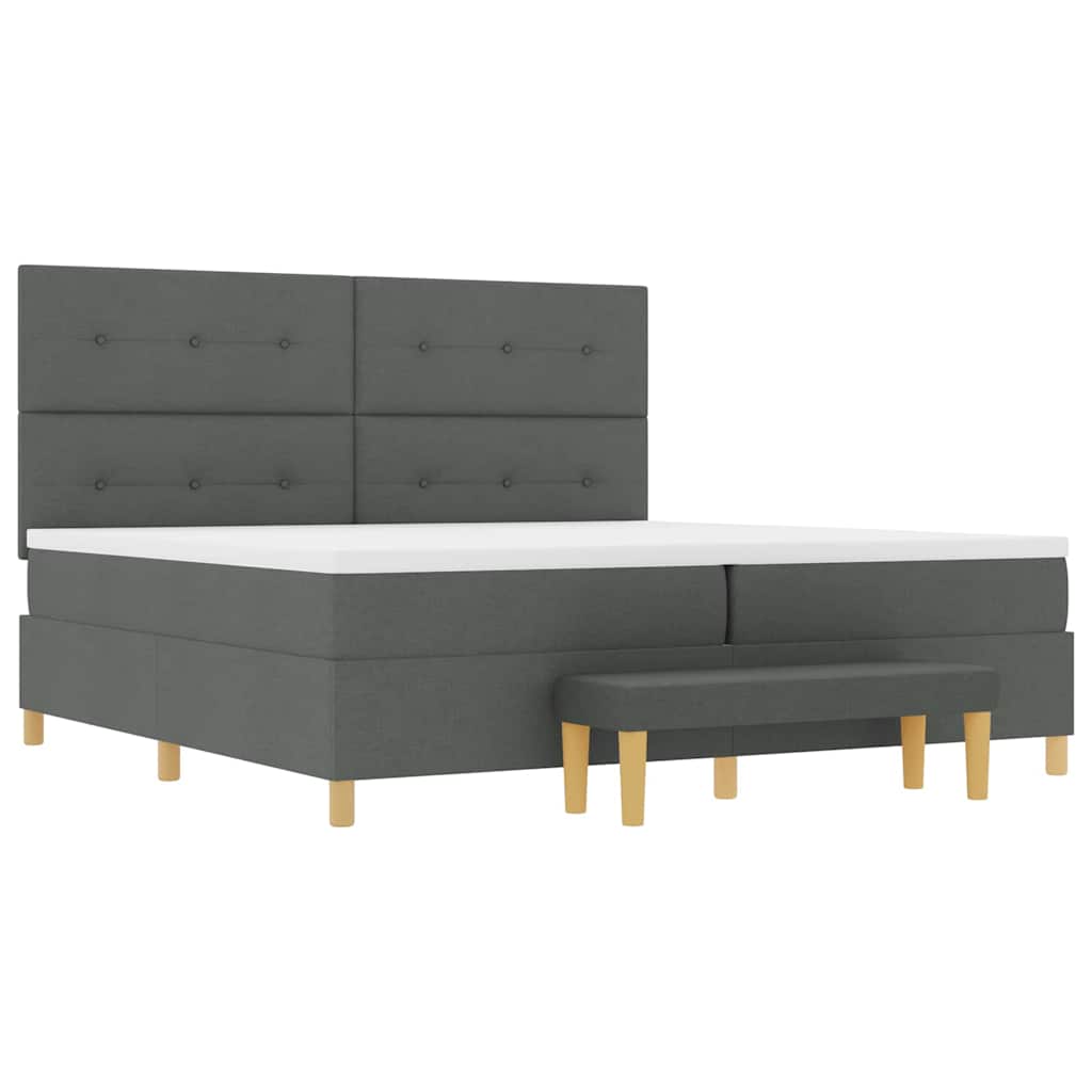 Lit à ressorts avec matelas Gris foncé 200 x 200 cm tissu - XIOS