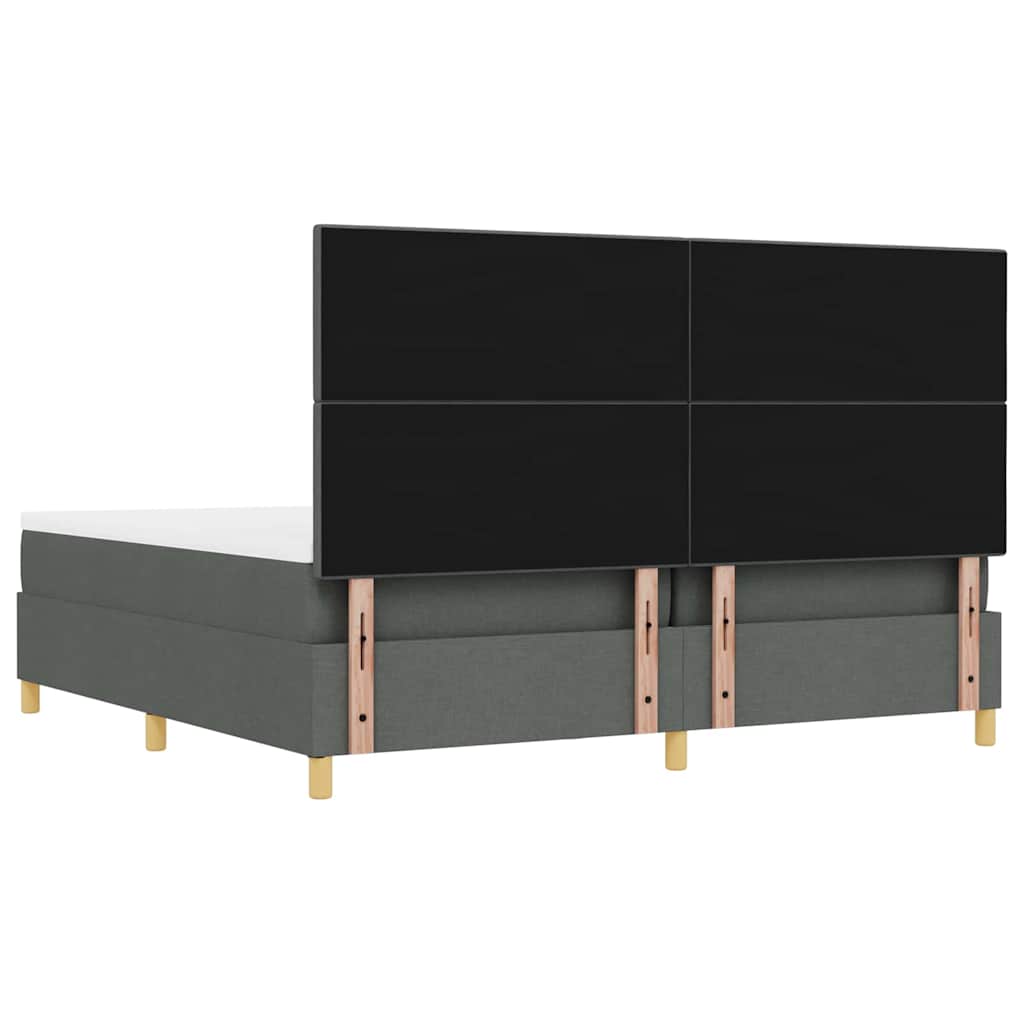 Lit à ressorts avec matelas Gris foncé 200 x 200 cm tissu - XIOS