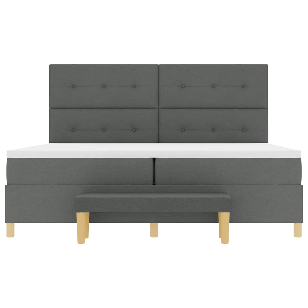 Lit à ressorts avec matelas Gris foncé 200 x 200 cm tissu - XIOS