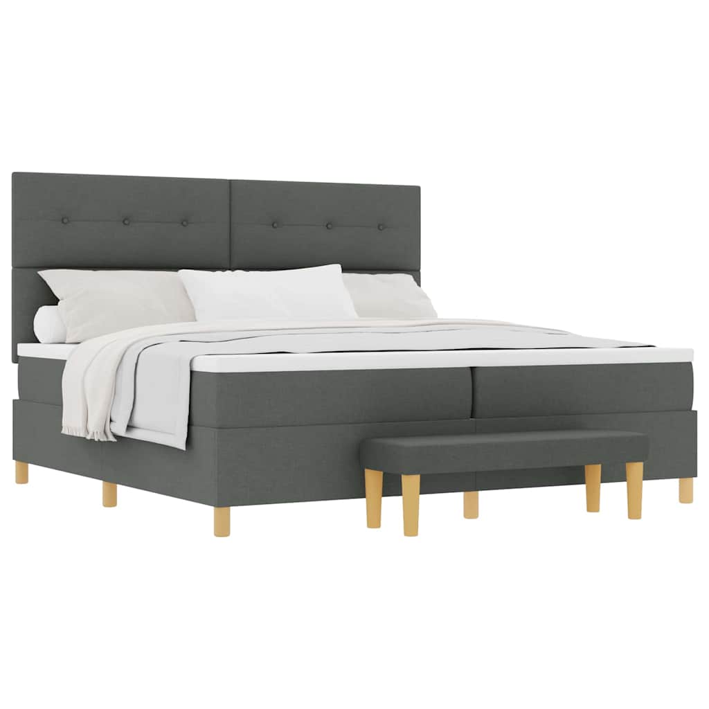 Lit à ressorts avec matelas Gris foncé 200 x 200 cm tissu - XIOS