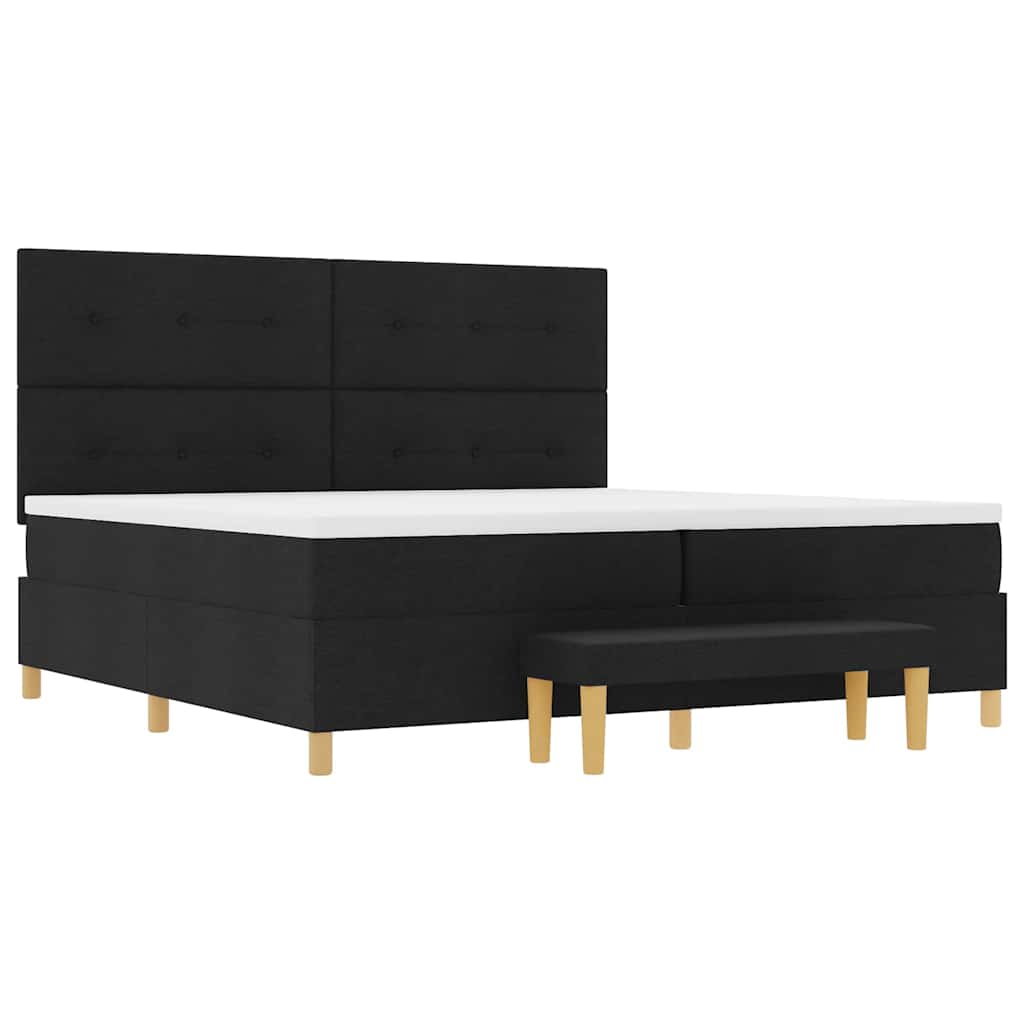 Lit à ressorts avec matelas Noir 200 x 200 cm tissu - XIOS