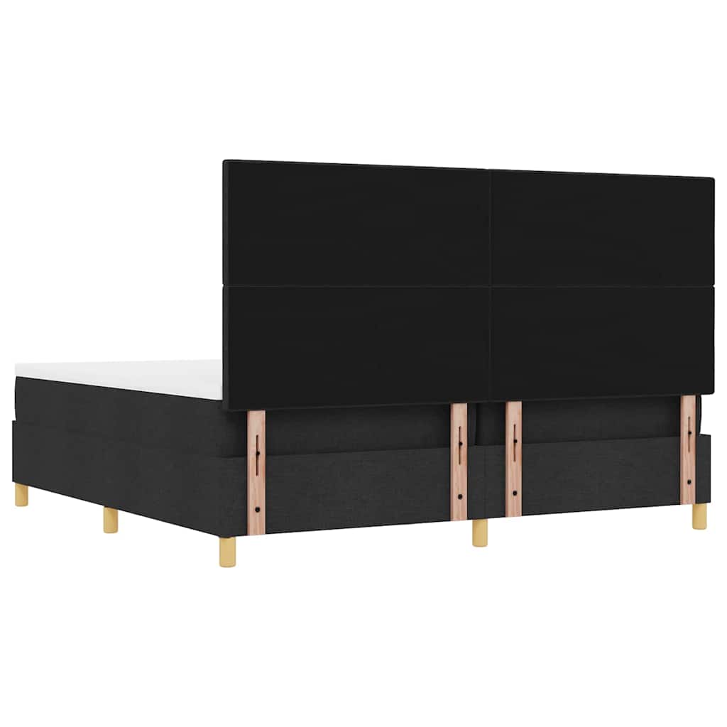 Lit à ressorts avec matelas Noir 200 x 200 cm tissu - XIOS