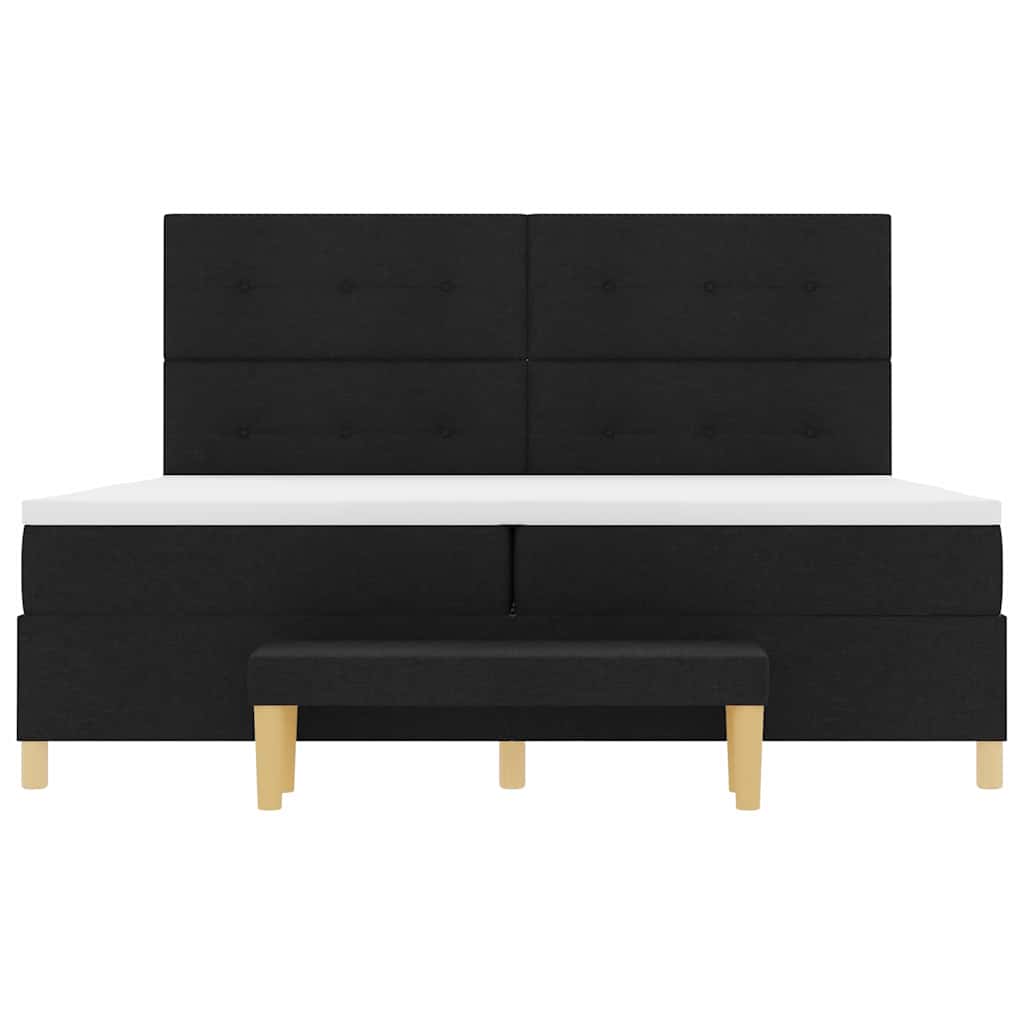 Lit à ressorts avec matelas Noir 200 x 200 cm tissu - XIOS
