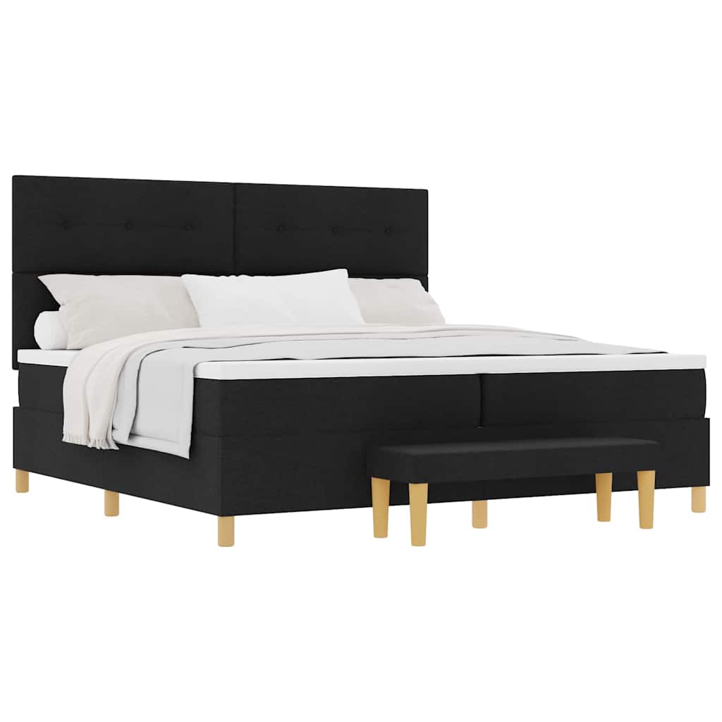 Lit à ressorts avec matelas Noir 200 x 200 cm tissu - XIOS