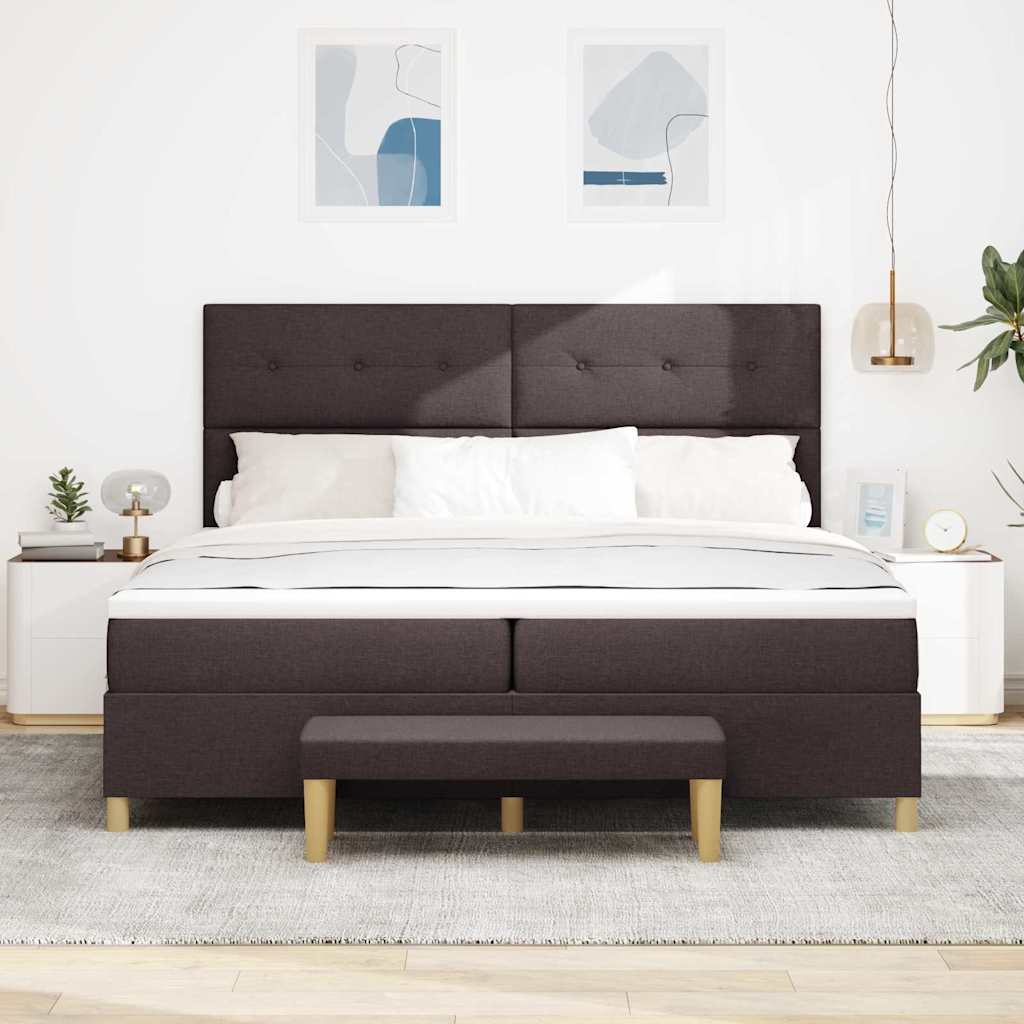 Lit à ressorts avec matelas Marron foncé 200 x 200 cm tissu - XIOS