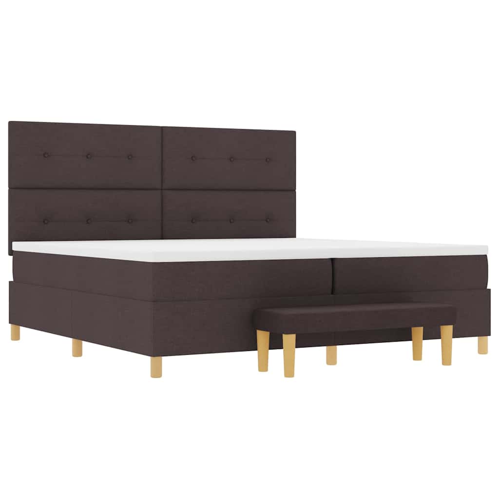 Lit à ressorts avec matelas Marron foncé 200 x 200 cm tissu - XIOS
