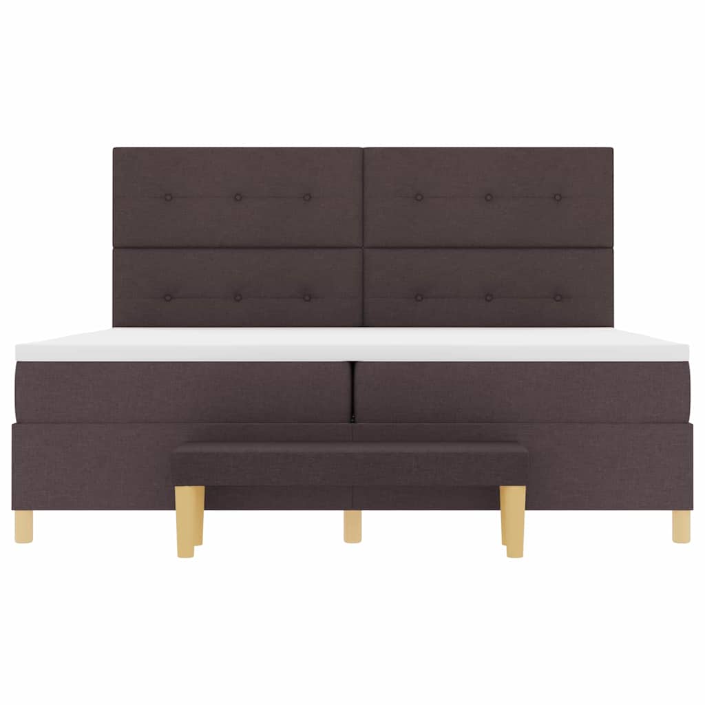 Lit à ressorts avec matelas Marron foncé 200 x 200 cm tissu - XIOS