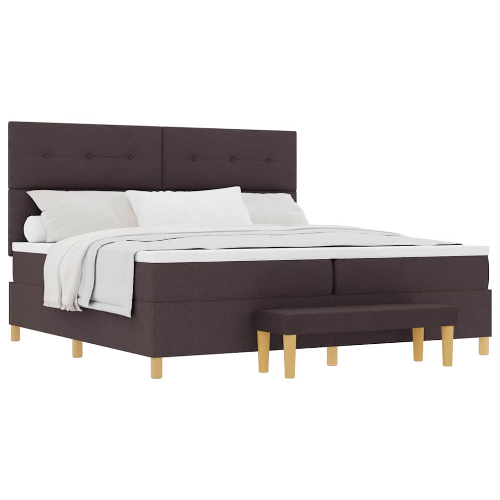 Lit à ressorts avec matelas Marron foncé 200 x 200 cm tissu - XIOS