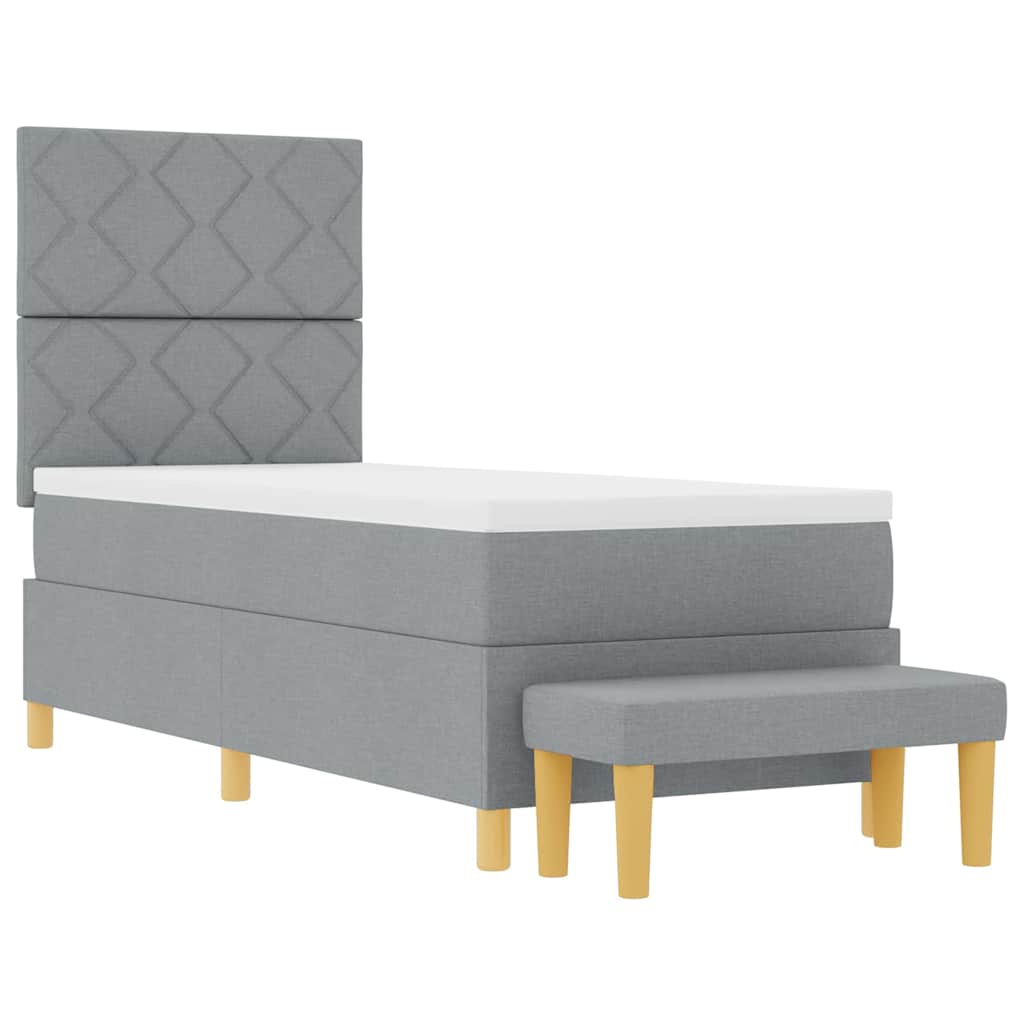 Lit à ressorts avec tête de lit Gris clair 200 x 80 cm tissu