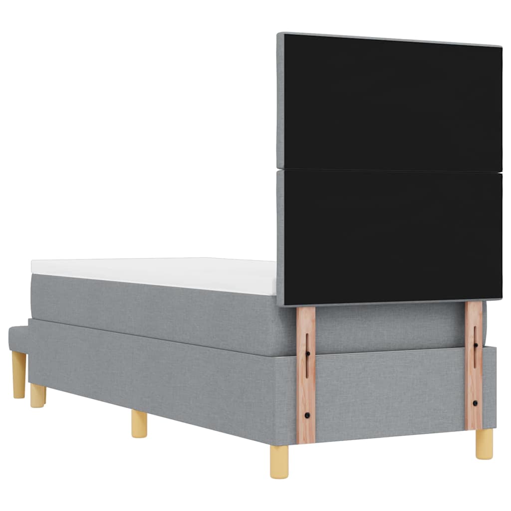 Lit à ressorts avec tête de lit Gris clair 200 x 80 cm tissu
