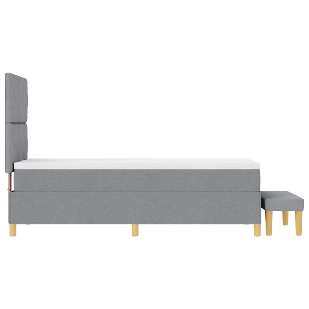 Lit à ressorts avec tête de lit Gris clair 200 x 80 cm tissu