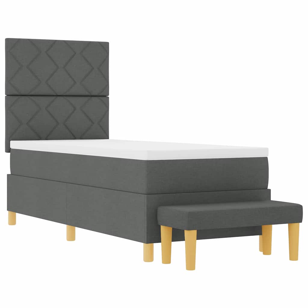 Lit à ressorts avec tête de lit Gris foncé 200 x 80 cm tissu