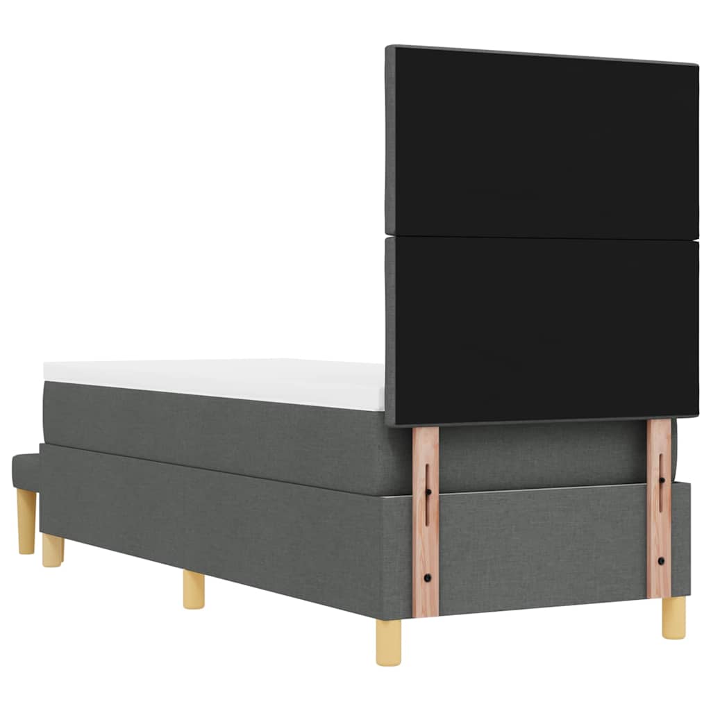 Lit à ressorts avec tête de lit Gris foncé 200 x 80 cm tissu