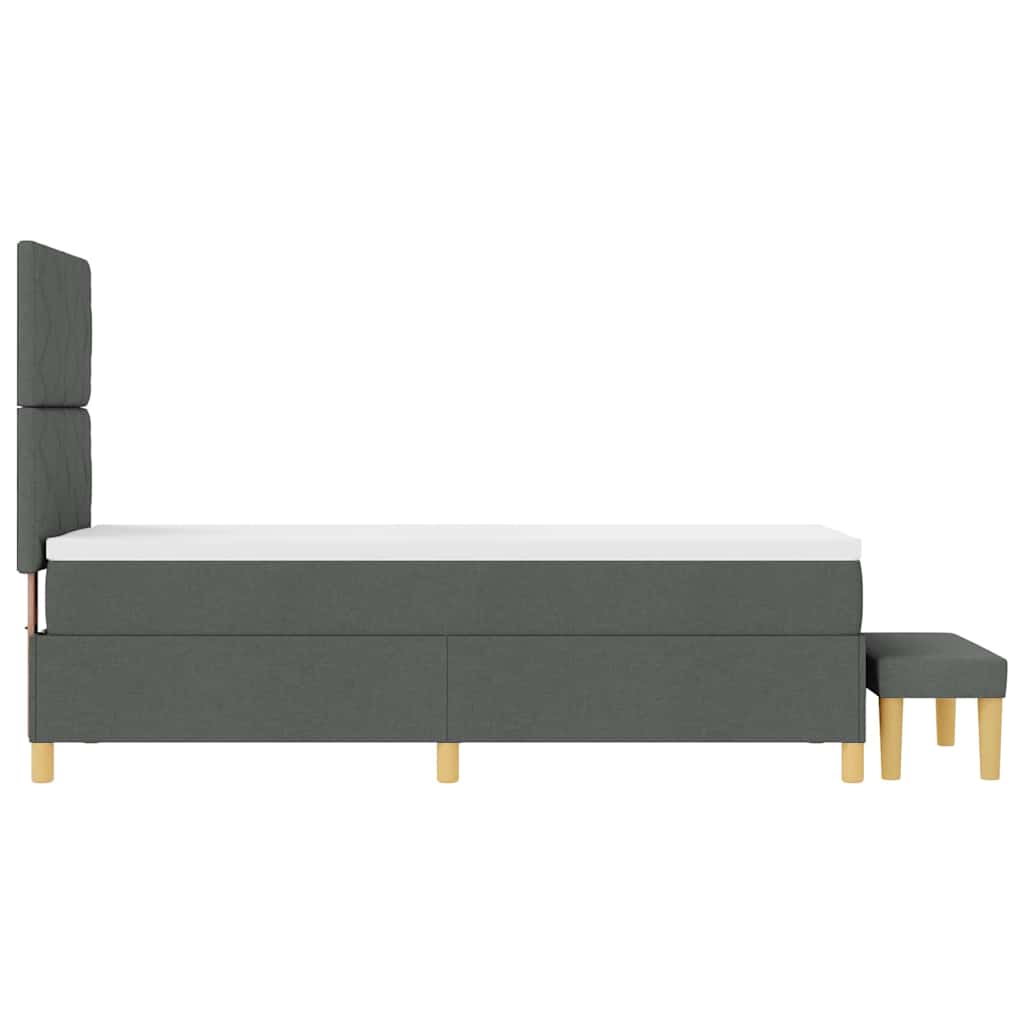 Lit à ressorts avec tête de lit Gris foncé 200 x 80 cm tissu