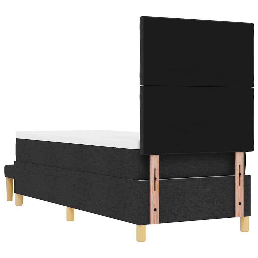 Lit à ressorts avec coussin Noir 200 x 80 cm tissu