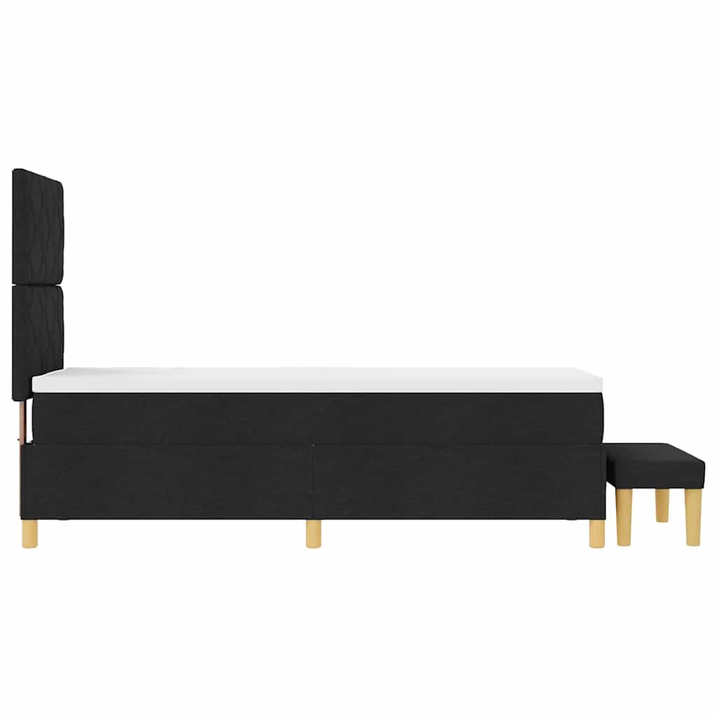 Lit à ressorts avec coussin Noir 200 x 80 cm tissu