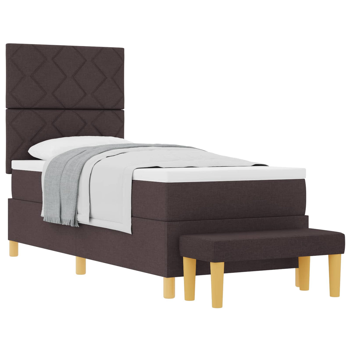 Lit à ressorts avec tête de lit Marron foncé 200 x 80 cm tissu