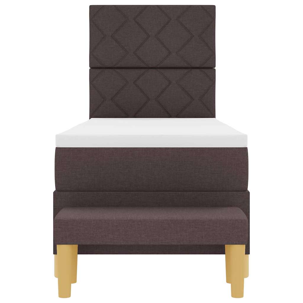 Lit à ressorts avec tête de lit Marron foncé 200 x 80 cm tissu