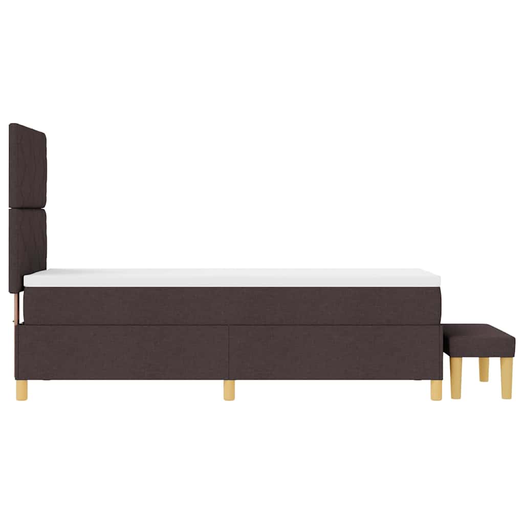 Lit à ressorts avec tête de lit Marron foncé 200 x 80 cm tissu
