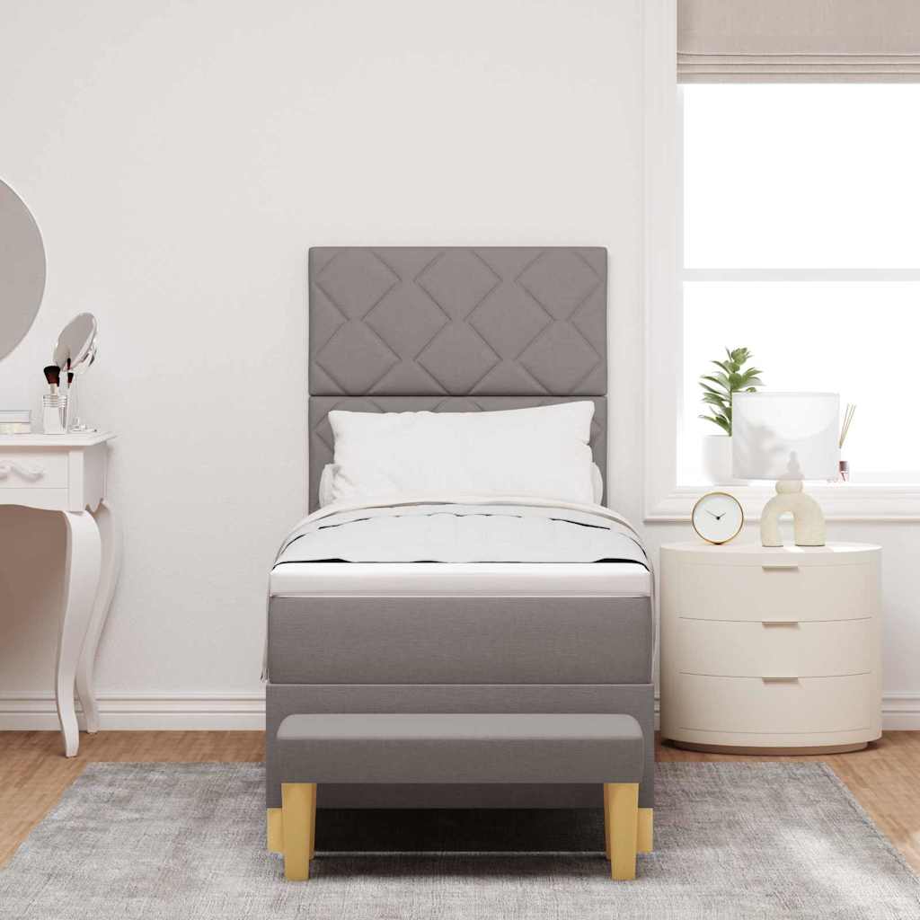 Lit à ressorts avec tête de lit Taupe 200 x 80 cm tissu