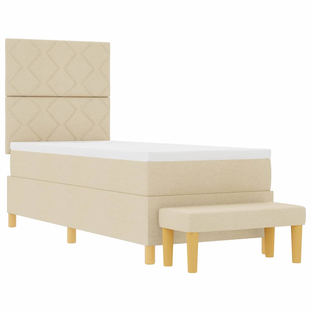 Lit à ressorts avec matelas Crème 80 x 200 cm tissu - XIOS