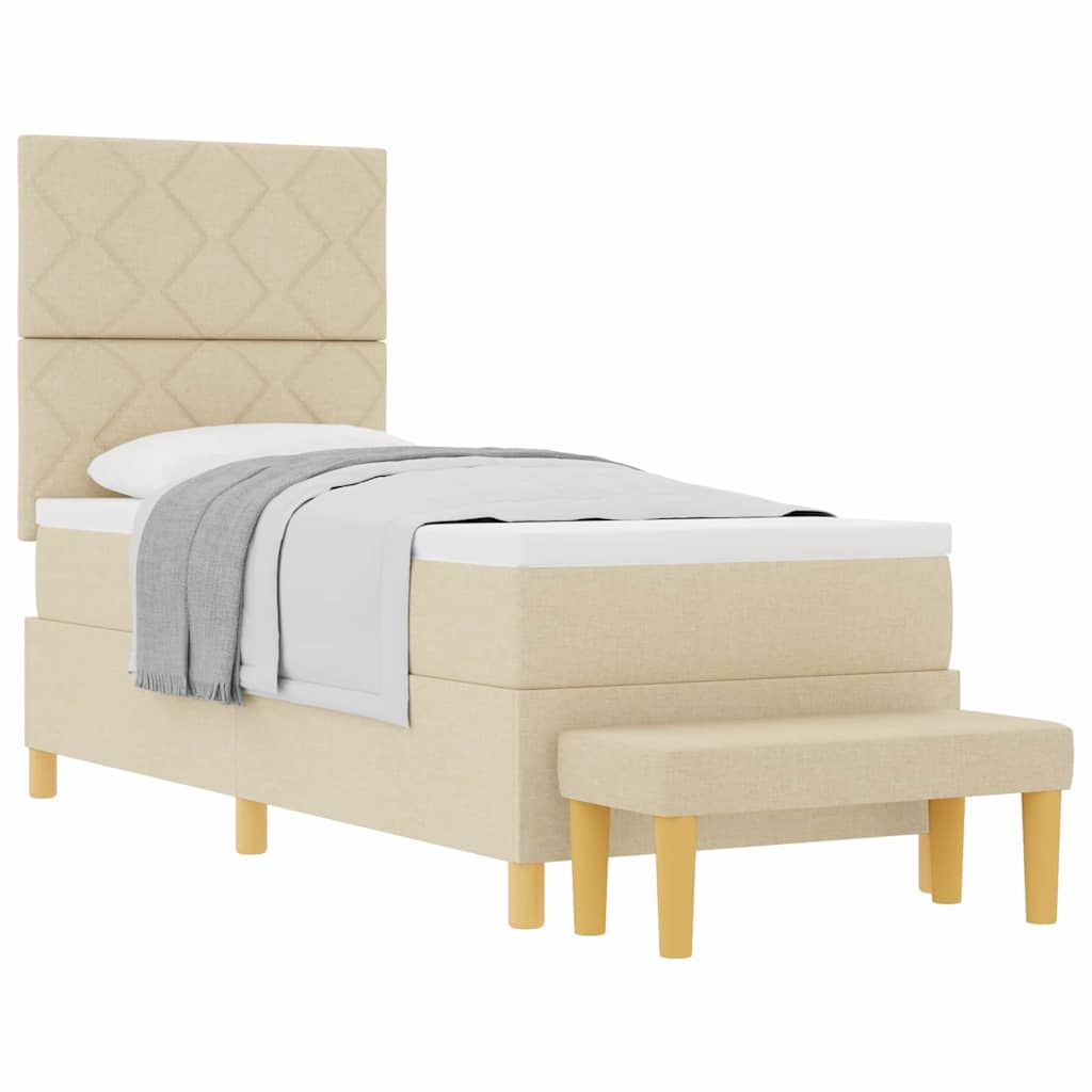 Lit à ressorts avec matelas Crème 80 x 200 cm tissu - XIOS