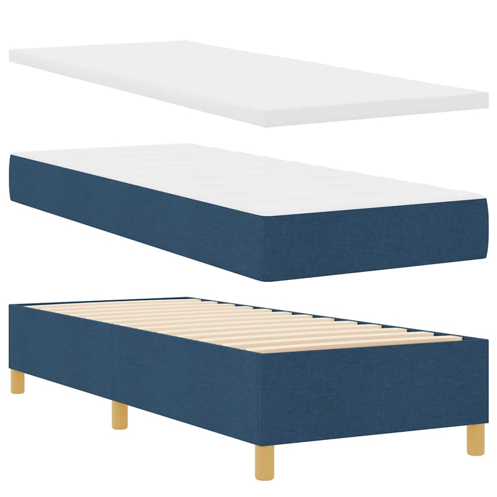 Lit à ressorts avec tête de lit Bleu 200 x 80 cm tissu
