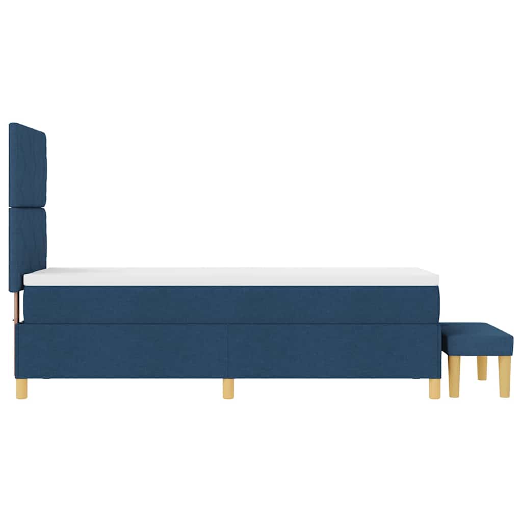 Lit à ressorts avec tête de lit Bleu 200 x 80 cm tissu