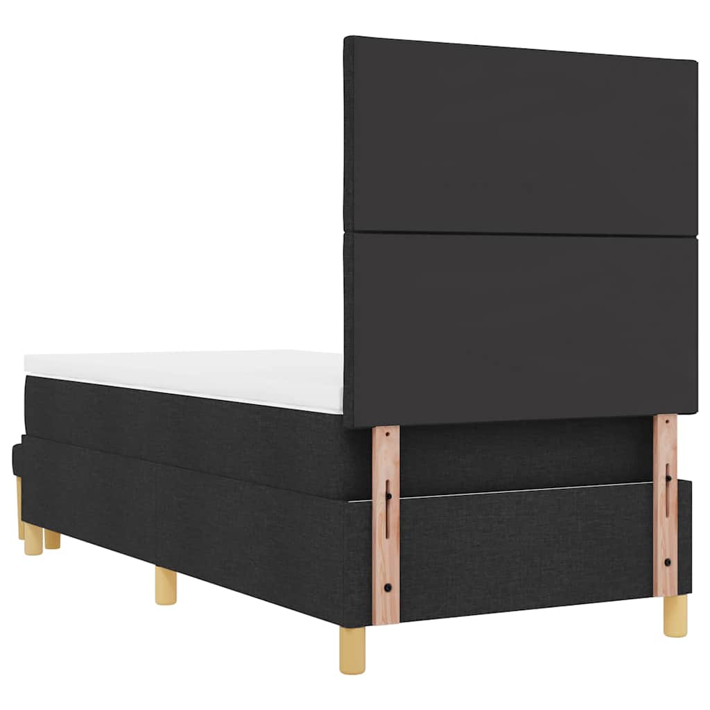 Lit à ressorts avec coussin Noir 200 x 90 cm tissu