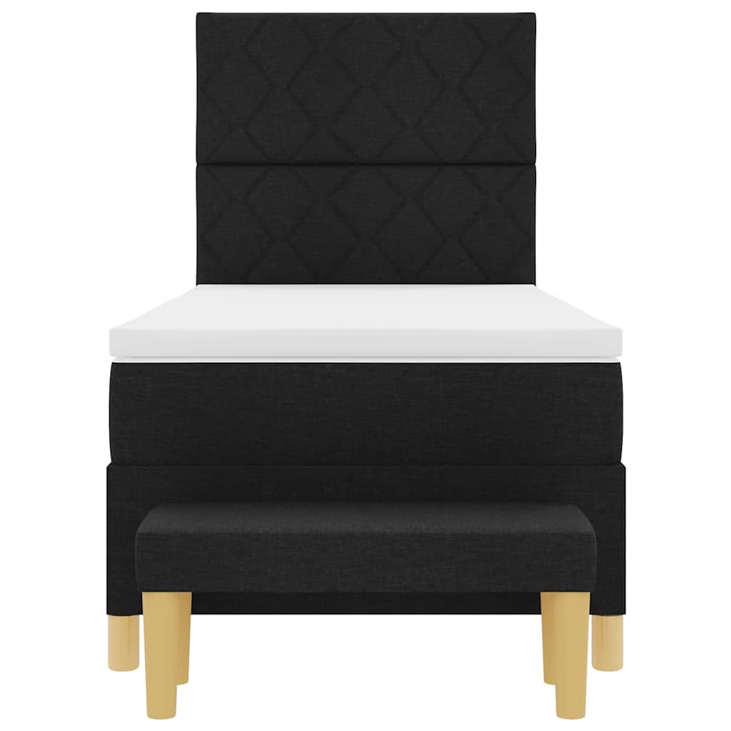 Lit à ressorts avec coussin Noir 200 x 90 cm tissu