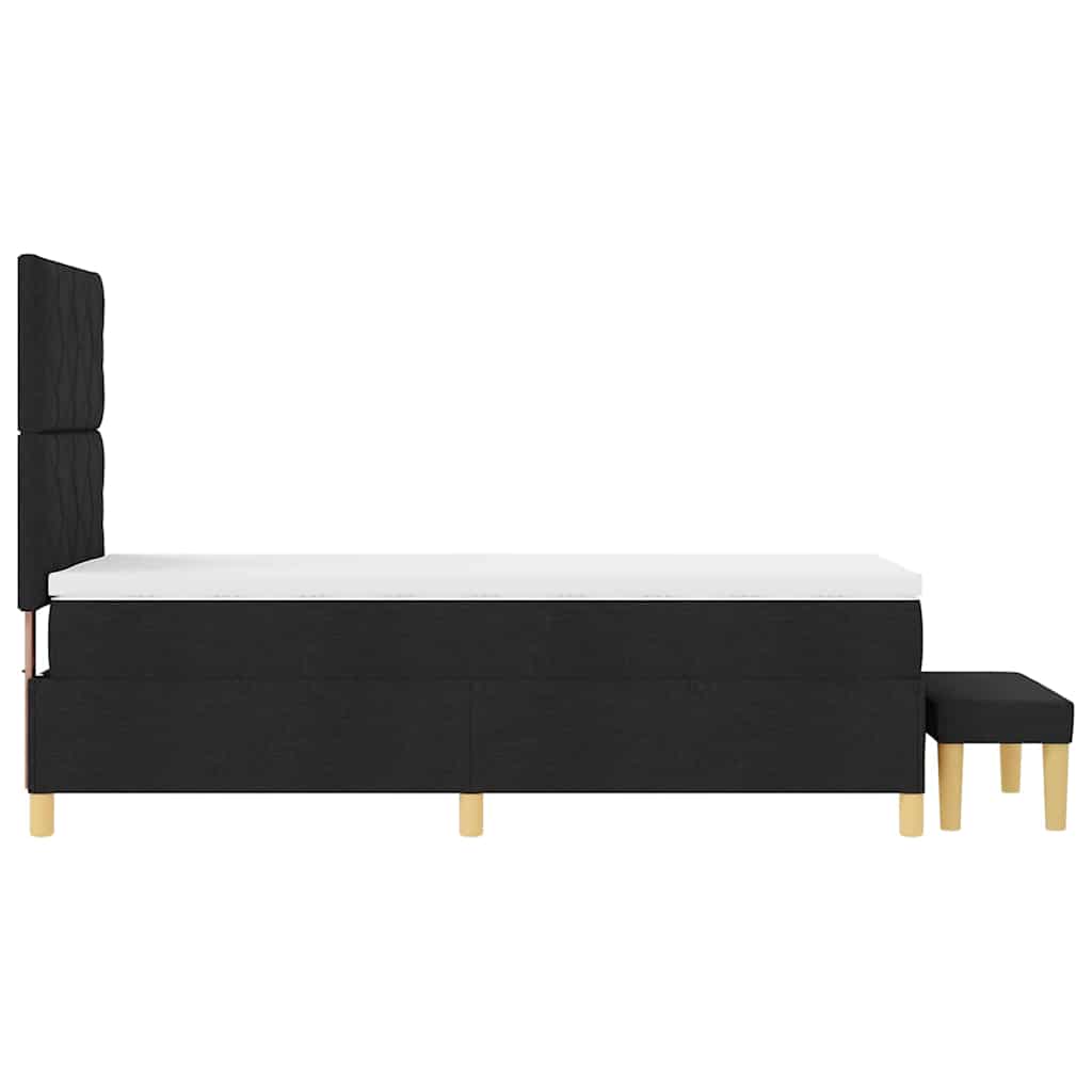 Lit à ressorts avec coussin Noir 200 x 90 cm tissu