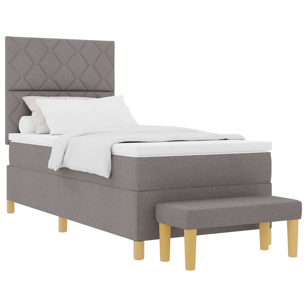 Lit à ressorts avec matelas Taupe 90 x 200 cm tissu - XIOS