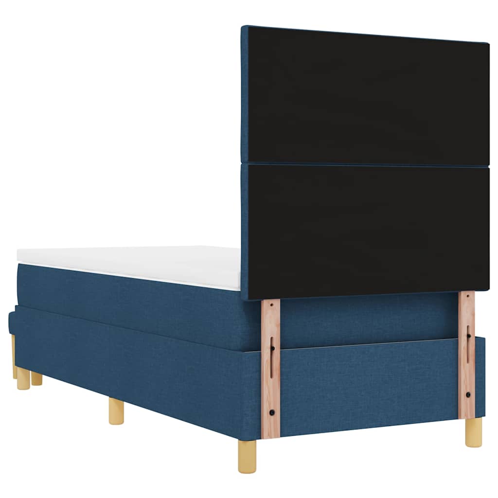 Lit à ressorts avec coussin Bleu 200 x 90 cm tissu