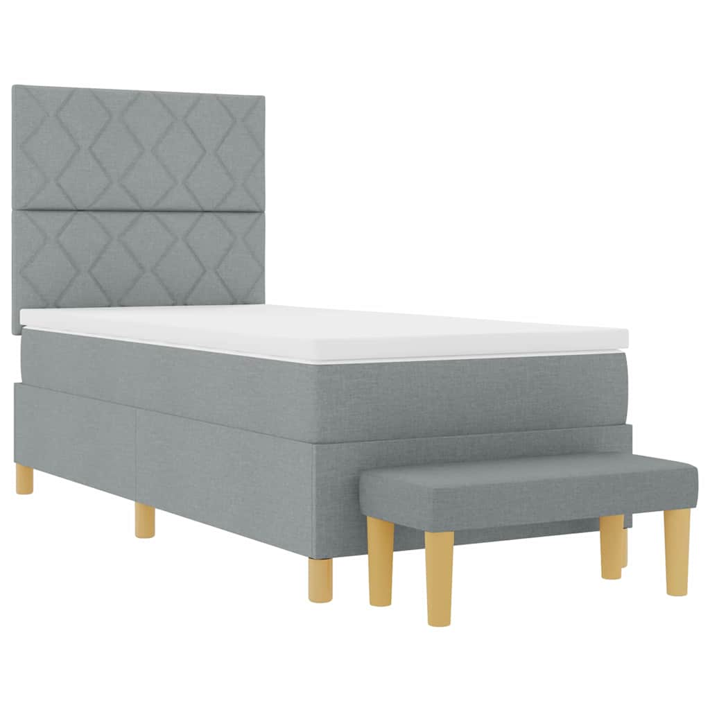 Lit à ressorts avec matelas Gris clair 100 x 200 cm tissu - XIOS